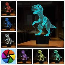 3D Динозавр Детская Светодиодная лампа с сенсорным управлением 7 видов цветов ночник Хэллоуин Декор чистая текстура прочный яркий цвет 2024 - купить недорого