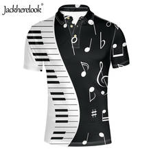 Jackherelook-Camiseta con estampado de teclas de Piano para hombre, Polo informal de negocios, Polo de manga corta, Tops, ropa para hombre 2024 - compra barato