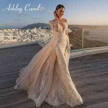 Ashley Carol Mermaid Wedding Dress 2022 Detachable Train Beaded Sashes Beach Bride Long Sleeve Sweetheart Appliques Bridal Gowns 2024 - buy cheap