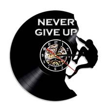 Never Give Up Rock Climbing Vinyl Record Wall Clock Decorative 3D Wall Clock Modern Design Sport Hiking Art Wall Decor 2024 - buy cheap