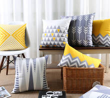 Nordic Modern Grey Yellow Cushion Covers Geometry Triangles Arrow Stripes Cushion Cover Bedroom Decorative Velvet Pillow Case 2024 - buy cheap