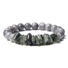 Gray map gem stone beaded bracelets for men women Lucky Green Rutilated Quartz crystal beads charm bracelet jewelry dropshipping 2024 - buy cheap