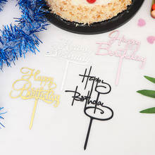 Decoración Para tarta de feliz cumpleaños, letras acrílicas, decoración para tarta de oro y plata, bandera superior para chico, fiesta de cumpleaños, suministros de boda 2024 - compra barato