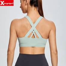 Ropa interior deportiva de talla grande para mujer, sujetador de Yoga con correa ancha para el hombro y espalda cruzada de alta intensidad, chaleco para correr y Fitness 2024 - compra barato