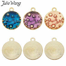 Julie Wang-colgante de aleación de constelación de esmalte redondo, Accesorio para hacer joyas, collar, pulsera, 12 Uds. 2024 - compra barato