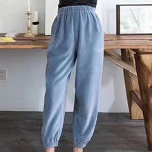 Plush Thickened Chenille Sweatpants Women 2021 Autumn And Winter New Loose Korean Wide Leg Harem Pants With Feet Casual Pants 2024 - buy cheap