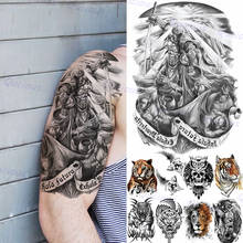 Large Tribal Warrior Temporary Tattoos For Men Adult Tiger Lion Owl Wings Realistic Fake Tattoo Arm Chest Half Sleeve Tatoo 2024 - buy cheap