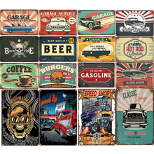 Металлические знаки на бензине, винтажный оловянный плакат для кофе, декор для паба, бара, гаража, настенные наклейки, художественный плакат 2024 - купить недорого