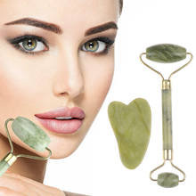 Rodillo de Jade Natural 100% para masaje Facial, tabla de masaje de piedra Guasha, herramienta de Jade 2024 - compra barato