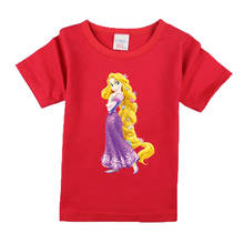 2021 летняя модная одежда принцессы Рапунцель для малышей футболки для девочек Детская Хлопковая Повседневная футболка детские топы, футболки 2024 - купить недорого