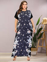 Loose Oversized Muslim Dress Plus Size 2020 Summer O Neck Short Sleeve Floral Print Casual Dress Ladies Tunic Maxi Long Dresses 2024 - buy cheap