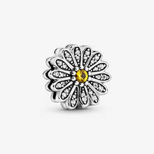 Cuentas de plata 925 para mujer, abalorios brillantes con Clip de margaritas y flores, compatibles con pulseras Pandora originales, joyería artesanal 2024 - compra barato