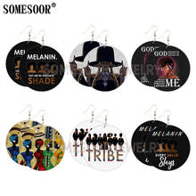 SOMESOOR Tribe Afro Headwrap Sisters Natural Hair Wooden Drop Earrings Throwin Melanin Shades Slays Art Printed For Women Gifts 2024 - buy cheap