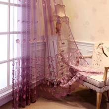 Embroidered Luxury Purple Tulle Curtains for Living Room Bedroom Curtains Fashion Voile Loyal Grey Sheers Window Curtain 2024 - buy cheap