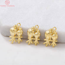 6PCS 9x15MM Hole 1.5MM 24K Gold Color Plated Brass with Zircon Birds Charms Pendants High Quality Diy Jewelry Accessories 2024 - buy cheap