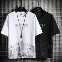 Camiseta masculina de manga curta com estampa, gola redonda, camiseta masculina confortável de verão, roupa 2021 2024 - compre barato