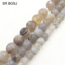 Free Shipping 6mm 8mm 10mm Faceted Round Gray Banded Agat Onyx Loose Gems Stone Jewelry Making Beads Strand 15" 2024 - buy cheap