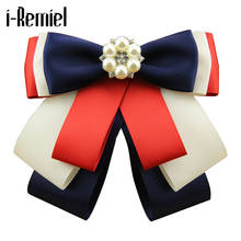 i-Remiel Ribbon Bow Tie Brooch Shirt Women College Rhinestone Metal Pins Brooches Fashion Corsage Vintage Broche Cravat Blouse 2024 - buy cheap