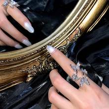 Anéis de cristal de abertura ajustável, anéis de cristal com quatro borboletas, acessórios para festa de casamento, presentes de joias 2024 - compre barato