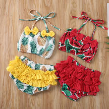 Conjunto de Bikini para niñas pequeñas, bañador con estampado de frutas, traje de baño, ropa de playa 2024 - compra barato