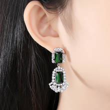 Hot Selling Lady Elegant Fashion Noble Zircon Crystal Dangle Drop Earrings For Women Jewelry Party Square Brincos Earring New 2024 - buy cheap
