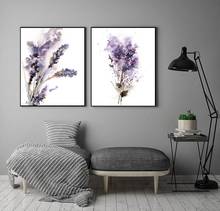 Poster Purple Dry Plant Flower Canvas Painting and Prints Wall Art Decoration for Living Room and Bedroom 2Pcs Frameless 2024 - buy cheap