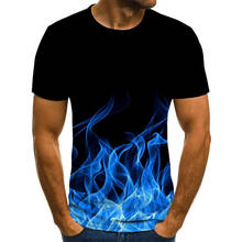 2021 New flame men's T-shirt summer fashion short-sleeved 3D round neck shirt black smoky shirt trend male oversized T 2024 - buy cheap
