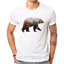 100% Cotton T-shirt Fashion Summer Men Polar Bear 3D Print Forest Design Short Sleeve Cool Tee Shirts Tops Plus Size Clothes 2024 - buy cheap