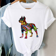 Camiseta feminina harajuku, camiseta de verão com estampa de animal, cachorro, casual, manga curta, gola redonda, 2021 2024 - compre barato