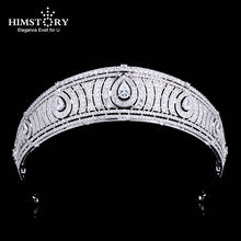 Himstory Luxury Vintage Zirconia Princess Tiara Crown Bride Royal Jewelry Crown Headband Wedding Hair Accessories 2024 - buy cheap