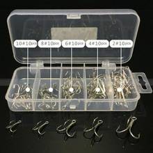 50pcs/lot Treble Fishing Hook In box High Carbon Steel Barbed Hooks Fishing Tackle Silver Fish Hook 2024 - buy cheap