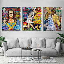 Pósteres artísticos de Graffiti callejero de Mona Lisa, impresiones HD, pintura en lienzo divertida en la pared, imagen artística para sala de estar, decoración del hogar, Framewor 2024 - compra barato