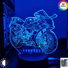 Luminária noturna led para crianças, decoração para o quarto, presente exclusivo de aniversário, lâmpada 3d de mesa para estudo, motocicleta 2024 - compre barato
