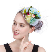 Mini sombreros de flores para mujer, sombrero, velos, Clip, tocado para el cabello, accesorios de disfraz de flores para el cabello, boda, espectáculo, fiesta, tocado, nuevo 2024 - compra barato