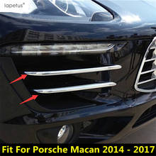 Acessórios cromados abs para porsche macan 2013-2019, kit de capa, acabamento, farol de neblina frontal, 4 peças 2024 - compre barato