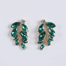 Luxury Glass Crystal Leaf Design ZA Earrings Women Elegant Austria Rhinestone Drop Earring Indian Ethnic Wedding Hanging Earring 2024 - buy cheap