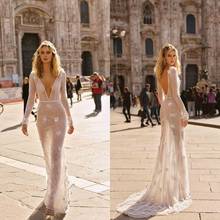 Сексуальное Платье De Mariage Royale с длинными рукавами, глубоким v-образным вырезом, Блестками, Бисером, кружевом, бохо, свадебное платье на заказ, Vestidos De Novia, с открытой спиной 2024 - купить недорого