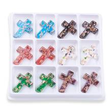 12pcs/box Mixed Color Handmade Gold Sand Lampwork Cross Pendants for necklace jewelry making DIY Decorate kolye F80 2024 - buy cheap