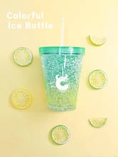 Color Change Ice Cup 410ml Summer Hot Sale Double Ice Cold Drink Coffee Tea Cup Ice Plastic Reusable Straw Smoothie Cup Travel 2024 - buy cheap