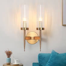 Modern Single Double Head Gold Wall Sconces Tube Glass Corridor Light Fixuture Living Room Bedside Bathroom LED Wall Lamp 2024 - buy cheap