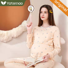 YATEMAO Nursing Clothes Maternity Pajamas Cotton Pregnant Pajama Set Maternity Long Sleeve Tops&Pants Winter Sleepwear Nightgown 2024 - buy cheap