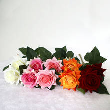 Imitação de flor falsa de flanela com dupla rosa, decoração de casa, adereço para dia dos namorados, casamento, 3 pçs 2024 - compre barato