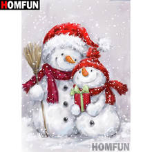 HOMFUN-pintura de diamante redondo/cuadrado completa, cuadro artesanal 5D, bordado de punto de cruz de "muñeco de nieve de Navidad", regalo de decoración del hogar A30115 2024 - compra barato