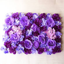 Paneles de pared de flores artificiales de seda, decoración de boda, simulación de flores, púrpura, romántica, 60x40cm 2024 - compra barato