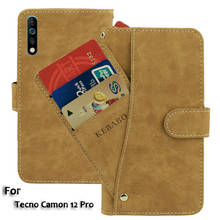 Cartera de cuero Vintage Tecno Camon 12 Pro funda 6,4 "Flip lujo tarjeta ranuras cubierta imán soporte teléfono bolsas protectoras 2024 - compra barato