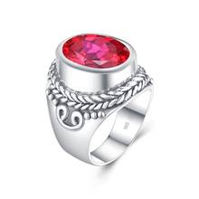 Real 925 Sterling Silver Mens Rings Ruby Big Silver Ring For Women Classic Gemstones Shiny Wedding Party Fashion Jewelry Factory 2024 - buy cheap
