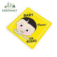 EARLFAMILY 13cm x 12cm Car Sticker Custom Baby on Board Car Sign Baby Boy Yellow Warning Car Bumper Window Sticker Graphics 2024 - buy cheap