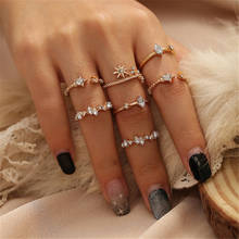 Novo boêmio cristal estrela lua anéis para as mulheres 2021 moda vintage dedo junta anéis de ouro conjunto feminino jóias presentes 2024 - compre barato