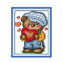 Набор для вышивки крестиком Bear & love, мультяшный рисунок 14ct 11ct, искусственная вышивка, рукоделие «сделай сам» 2024 - купить недорого