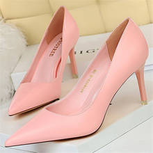 2021 Fashion Woman 7.5cm and 10.5cm High Heels Pink Wedding Bridal Scarpins Shoes Stripper Big Size Low Heel Office Blue Pumps 2024 - buy cheap